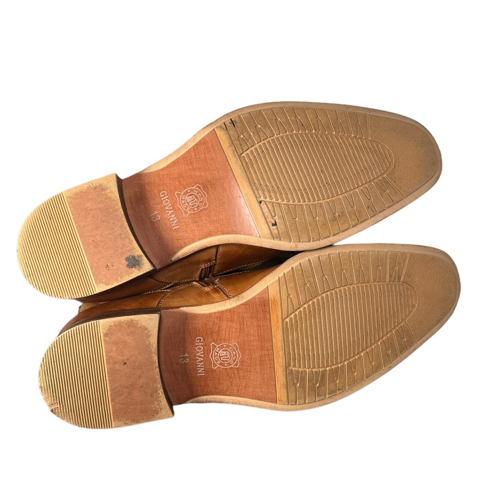 Giovanni Kendrick Leather Ankle Boot Tan Mens 13 Wool Felt Accent - Picture 9 of 11